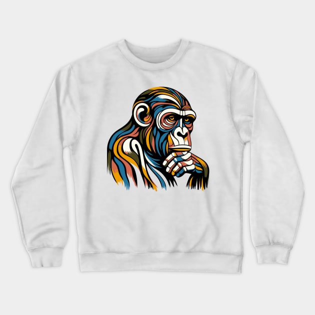 Pop art monkey illustration. cubism illustration of monkey Crewneck Sweatshirt by gblackid